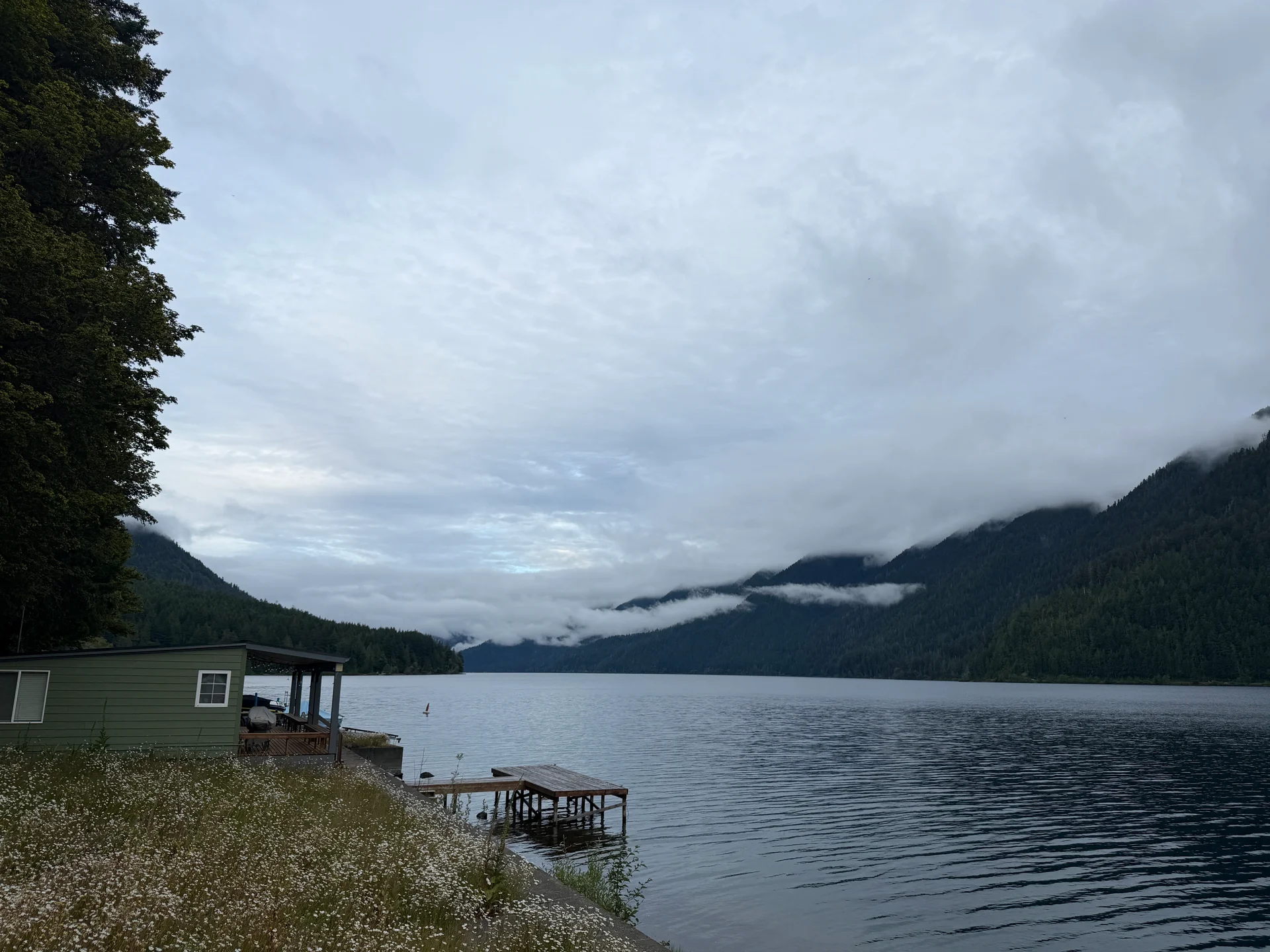 Crescent Lake on a still, misty morning